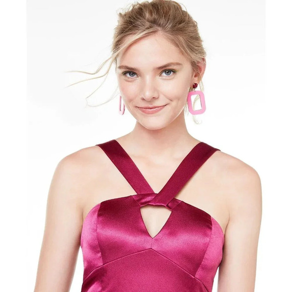 NWT Aidan Mattox Raspberry Midi Dress $175 - Picture 6 of 9